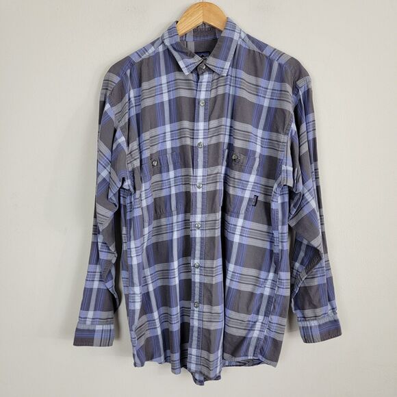 Patagonia Other - Patagonia Button Up Shirt Mens Large Gray Blue Plaid Classic Fit Long Sleeve